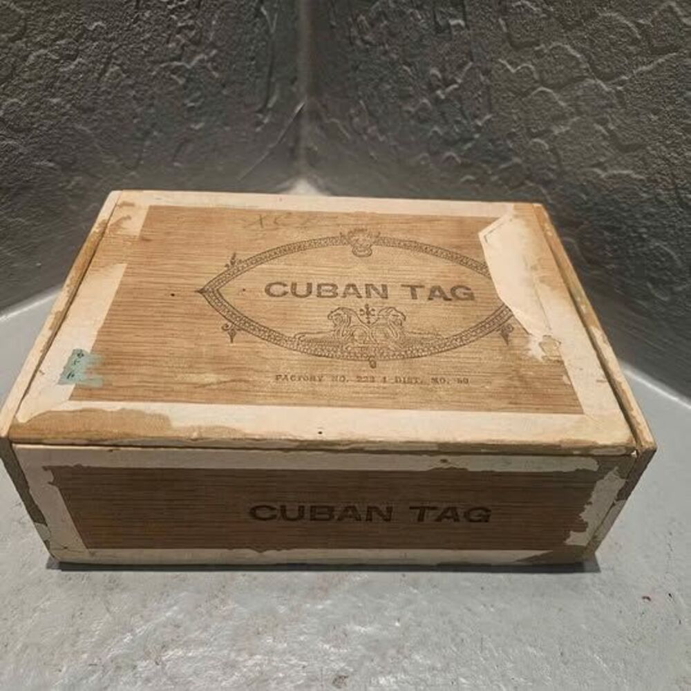 Vintage Cuban Tag Wooden Cigar Box